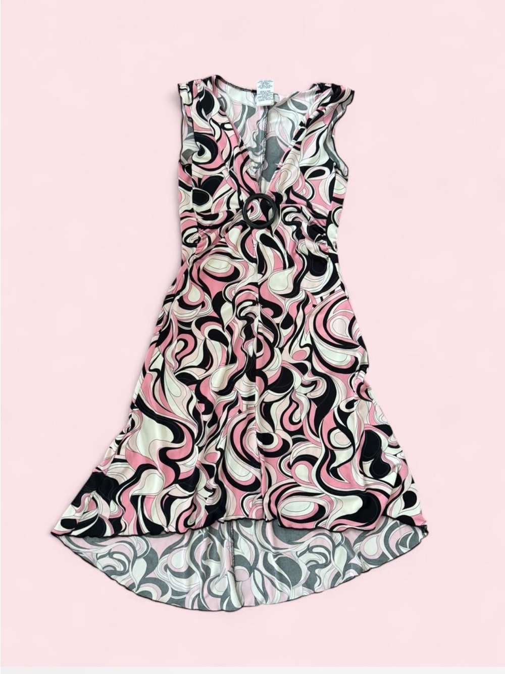 Y2K Speechless Pink Black Cream Swirl Print Dress